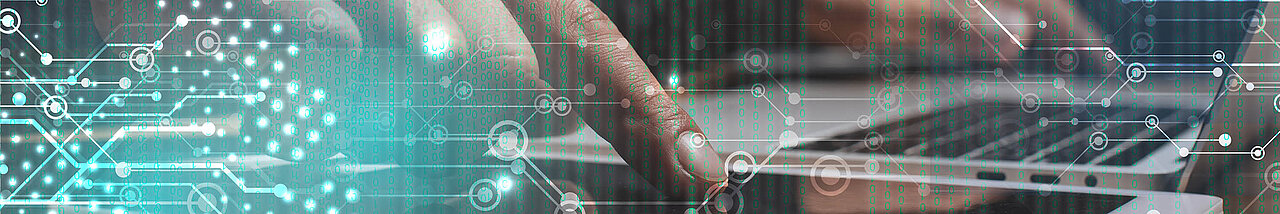 operators hand on computer keyboard