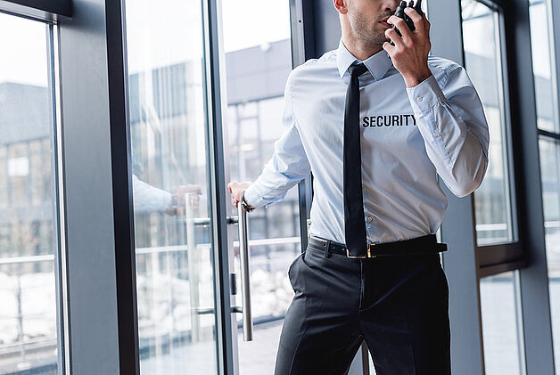 security guard with radio